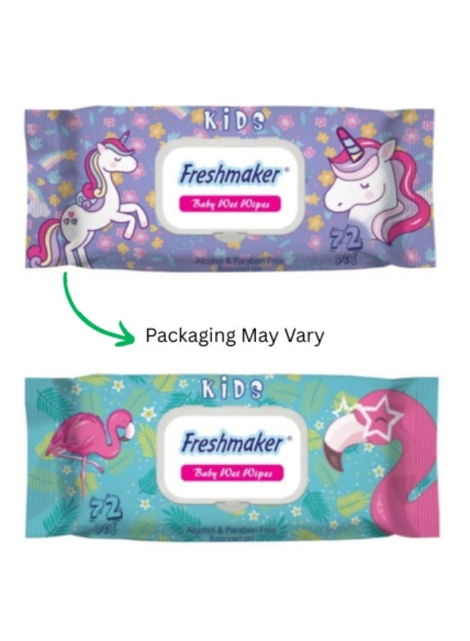 Baby Wet Wipes - 72 Pieces